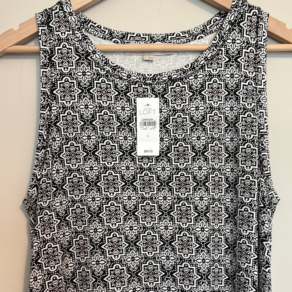 LOFT Black and White Sleeveless Sundress NWT